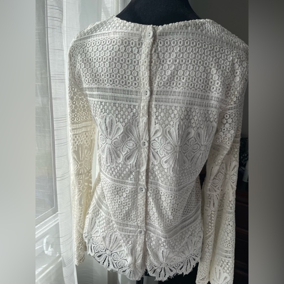 Anthropologie Luna Moon/EUC Elegant White Lace Women's Top Sz S - Picture 2 of 7